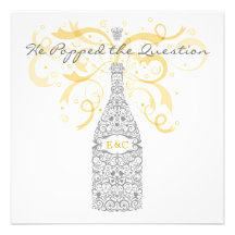 He Popped the Question Champagne Invitation