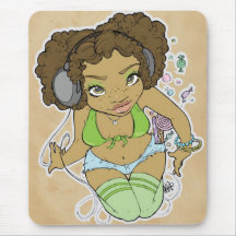 Headphone Girl Mousepads
