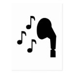 Headphones notes music postcard