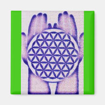Healing Hands Holding Flower of Life. Magnets