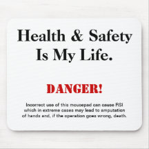 Health and Safety Joke Warning Sign Mousepad
