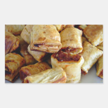 Heaps of sausage rolls rectangle sticker