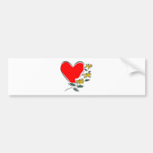 Heart And Flowers Valentine Bumper Stickers