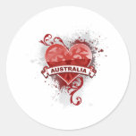 Heart Australia Round Stickers