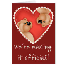 Heart Bears Wedding Announcement Card