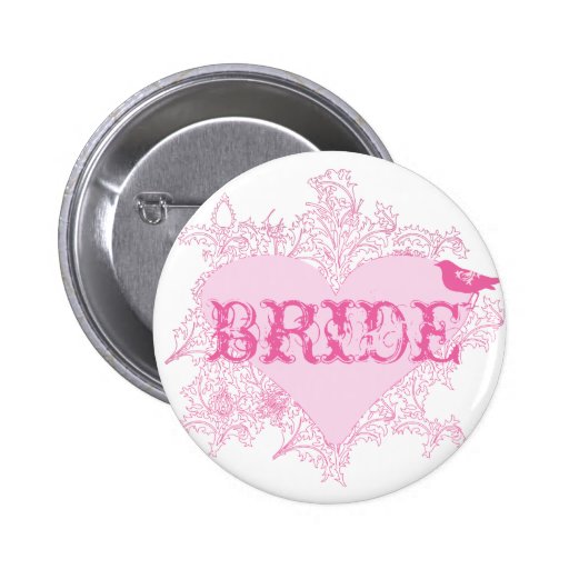 Heart & Bird Bride Button