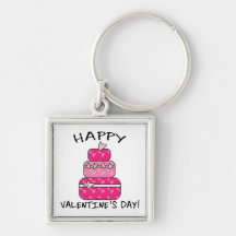 Heart Cake Happy Valentines Day Keychains