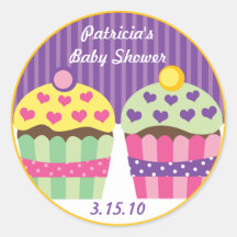 Heart Cupcakes Label Round Sticker
