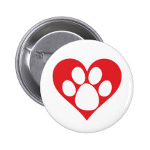 Heart Dog Paw Button