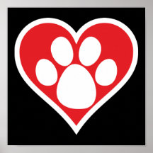 Heart Dog Paw (Dark) Print