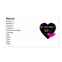 Heart Grandma's Girl T-shirts and Gifts Business Card Template