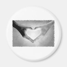 Heart Hands B&W Photo Magnets