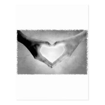 Heart Hands B&W Photo Post Card