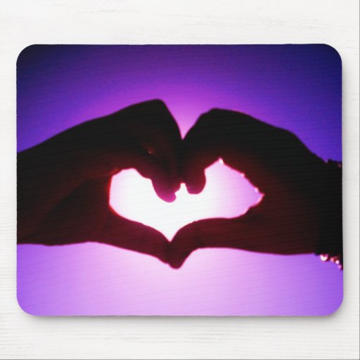 heart hands purple mouse mat