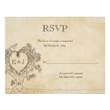 Heart in a Tree Wedding RSVP Response Cards