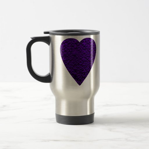 Heart in Purple Colours. Patterned Heart Design. Coffee Mugs