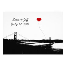 Heart in San Francisco Golden Gate Bridge Invitations