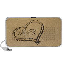 Heart in Sand Bride Groom Monograms Wedding Portable Speakers