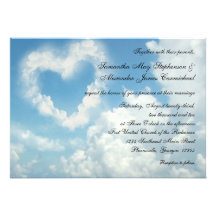 Heart in the Clouds, Blue Sky Romantic Invitation