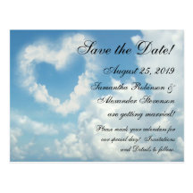 Heart in the Clouds, Blue Sky Romantic Love Postcard