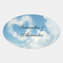 Heart in the Clouds, Blue Sky Romantic Love Oval Sticker