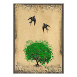 Heart Leaf Emerald Tree Vintage Love Bird Weddings Personalised Invites