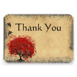 Heart Leaf Red Tree Vintage Bird Wedding Thank You Personalized Invitation
