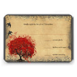 Heart Leaf Red Tree Vintage Birds Wedding RSVP Custom Invitation