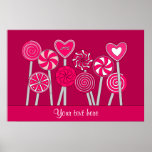 Heart Lollipops Design Poster