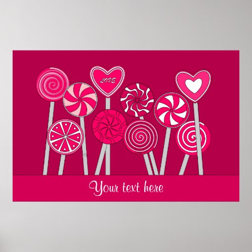 Heart Lollipops Design Poster
