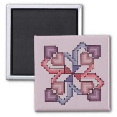 Embroidery Quilt Squares on Heart Quilt Square Cross Stitch Pattern Refrigerator Magnet   Zazzle