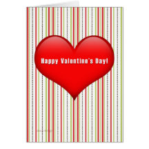 Heart Retro Striped Valentine's Day Card