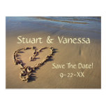 Heart Sand Beach Save The Date Custom Postcard