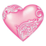 Heart Scroll Light Hot Pink w White stickers