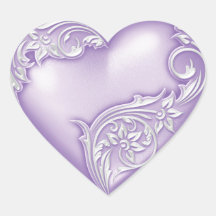 Heart Scroll Lilac w White Stickers