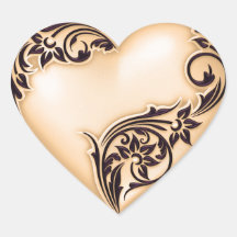 Heart Scroll Peach w Black Sticker