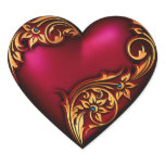 Heart Scroll Red Gold stickers