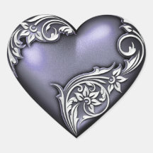 Heart Scroll Violet Heart Stickers