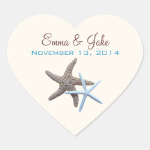 Heart Shape, Starfish Wedding Sticker