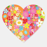 HEART SHAPED FLOWERY STICKERS - GIFTWRAPPING