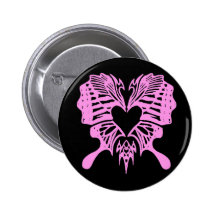 Heart-Shaped pink Butterfly button