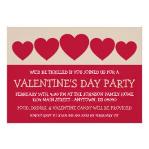 Heart Silhouette Valetine's Day (Dark Red / Beige) Personalized Invites