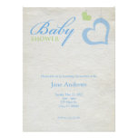 Heart Strings Baby Shower - Blue & Green Announcement