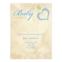 Heart Strings Baby Shower - Blue & Green Invite