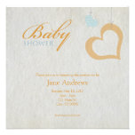 Heart Strings Baby Shower - Orange & Blue Personalized Announcements