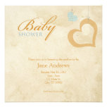 Heart Strings Baby Shower - Orange & Blue Personalized Invite
