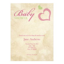 Heart Strings Baby Shower - Pink & Green Custom Invitation