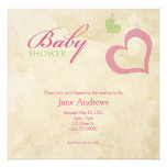 Heart Strings Baby Shower - Pink & Green Personalized Announcements