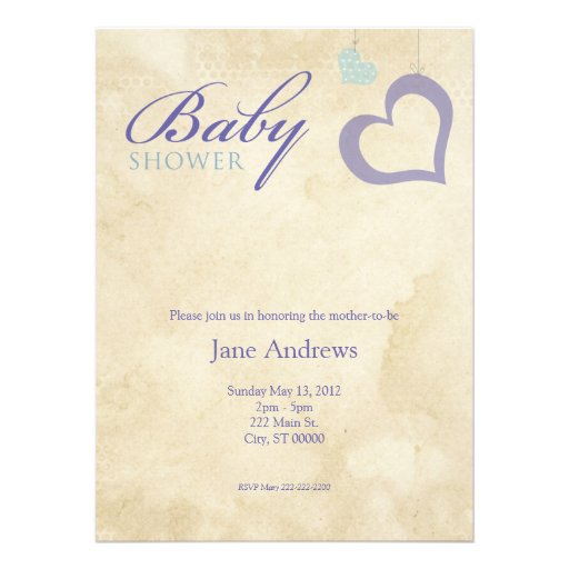 Heart Strings Baby Shower - Purple & Blue Announcements