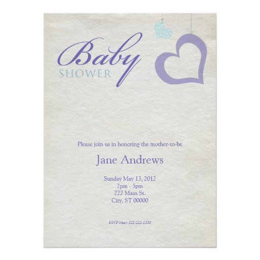 Heart Strings Baby Shower - Purple & Blue Invitations